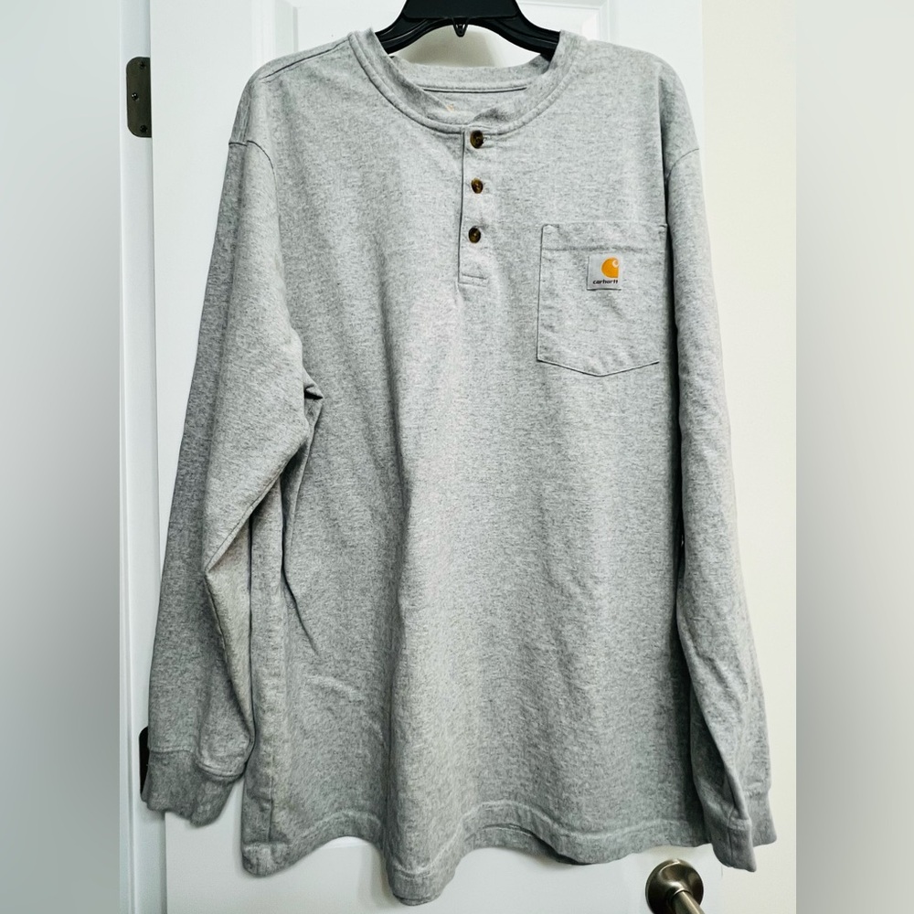 Carhartt Men's Heather Gray Long Sleeve Henley